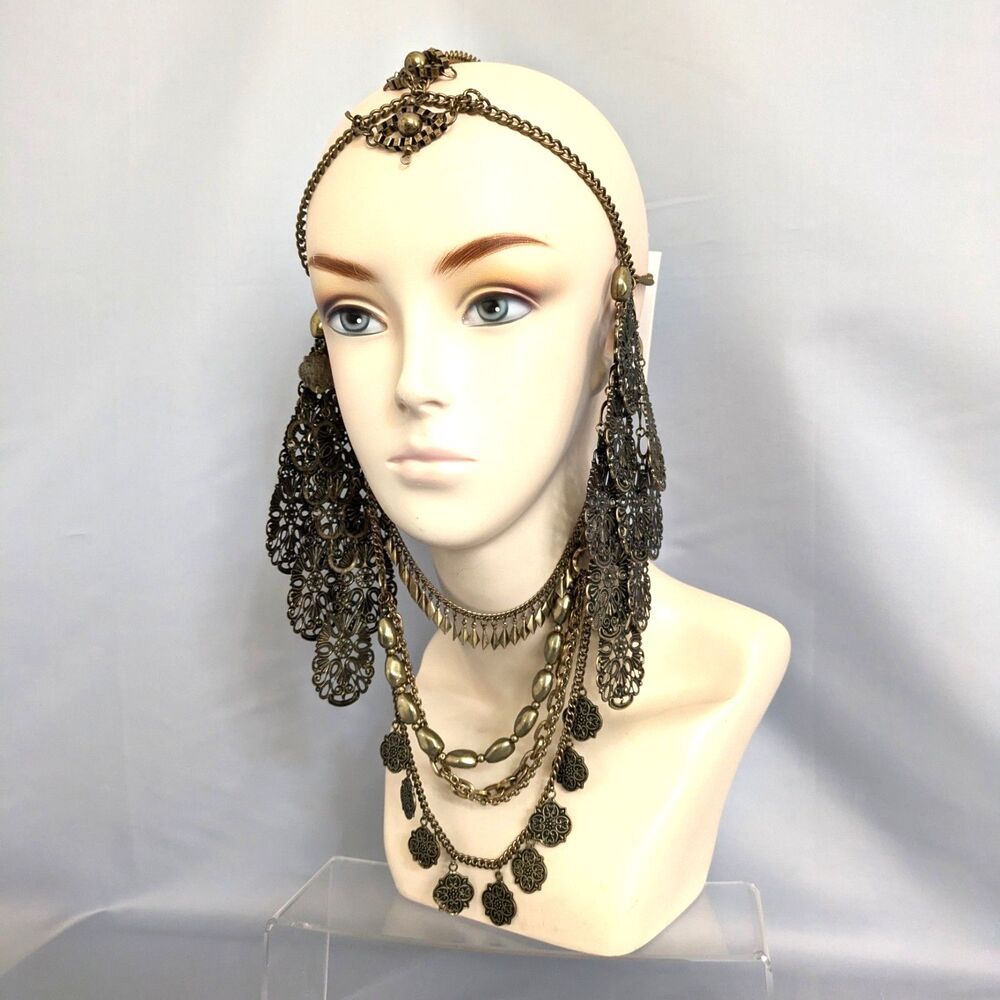 Nathalia Gaviria Khafre Head Chain Statement Headpiece Necklace Armor NWT $369